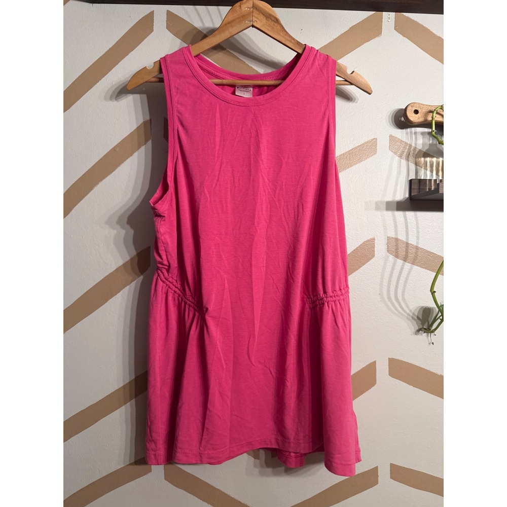 Athleta Tank Top Women Large Pink Cinched Empire Waist Sleeveless 533375-00